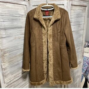 vintage 1980S/90S Esprit embroidered Faux Suede Boho Jacket XL